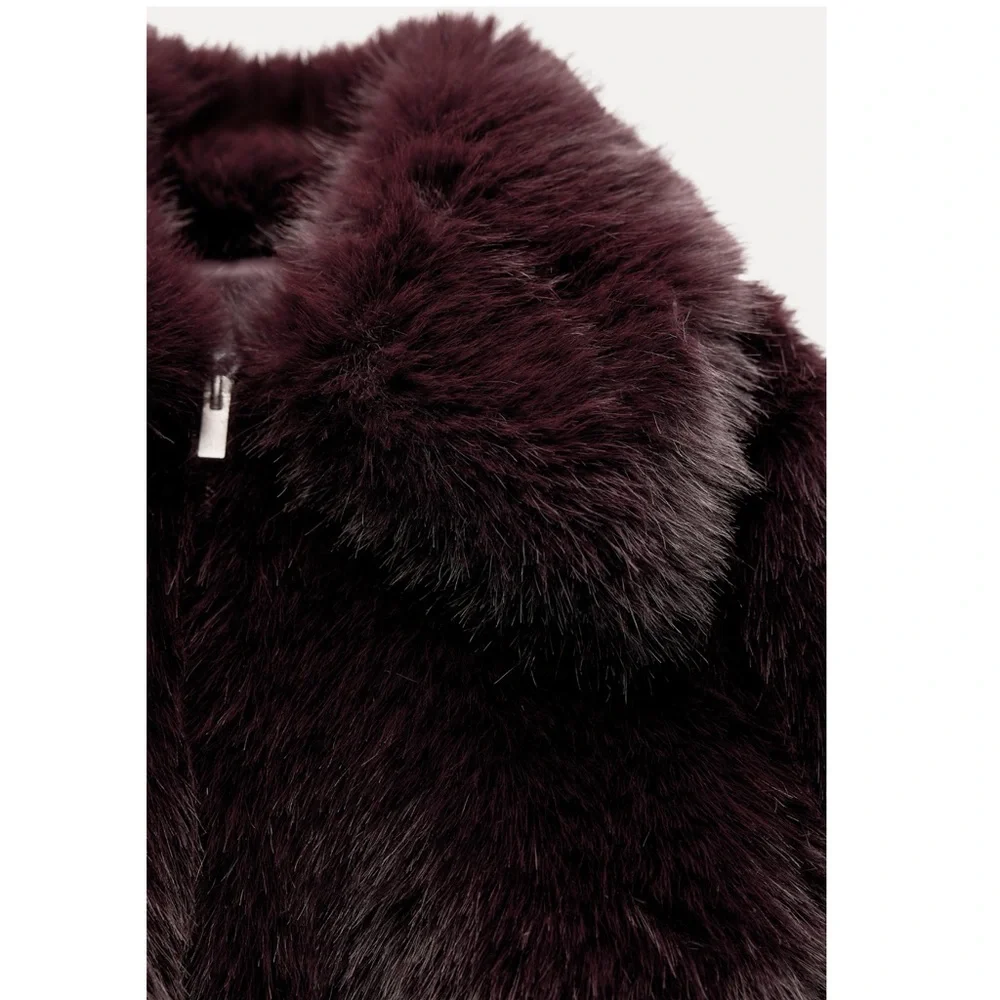 Zara FAUX FUR SHORT COAT - Picture 8 of 12